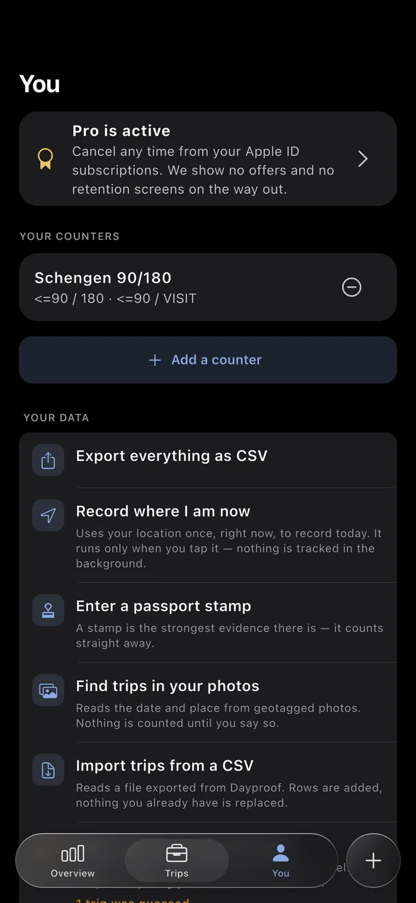 Record where I am now